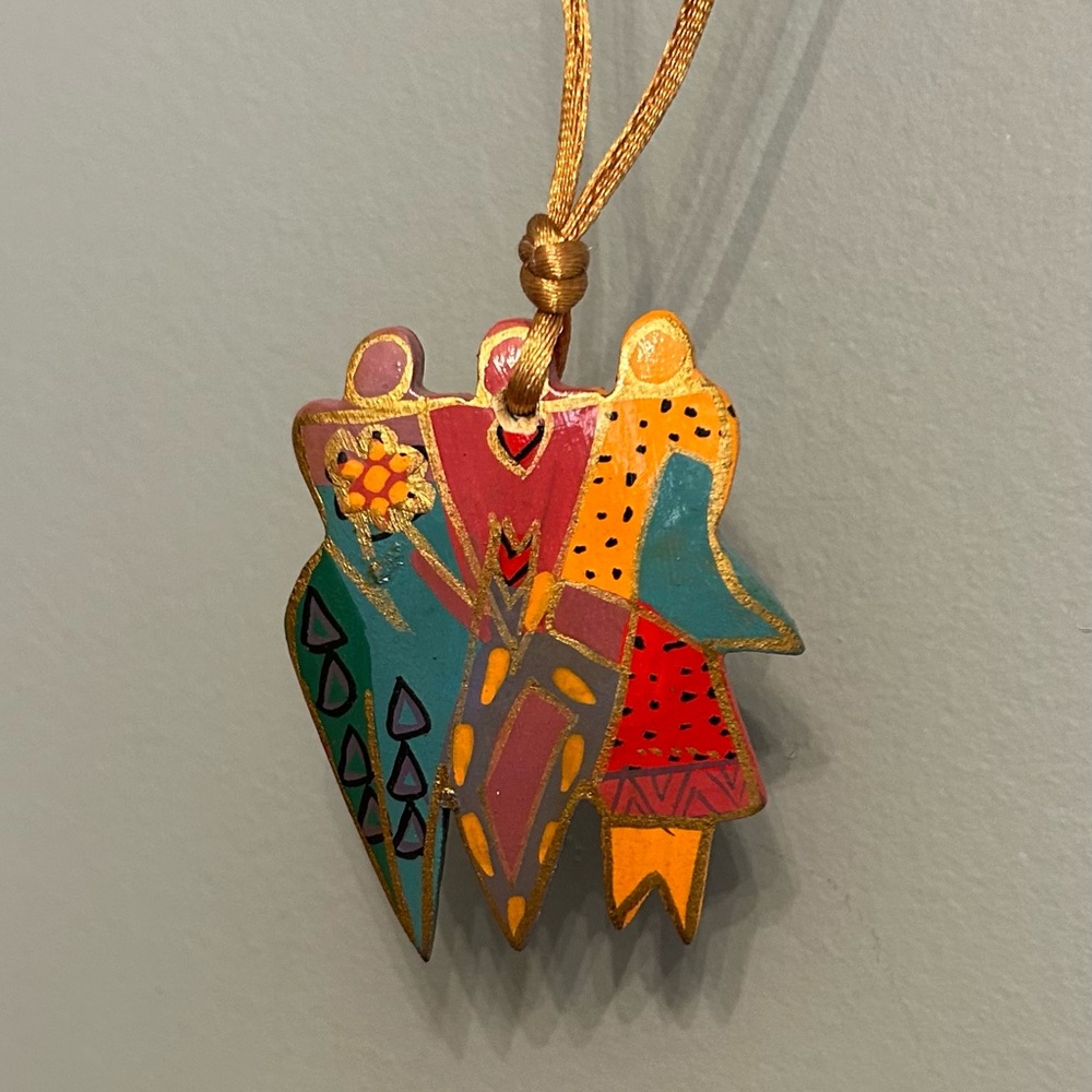 Laurel Burch Three Figures Wooden Pendant